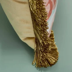Coussin à franges Paeonia, rose-ble