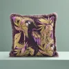 Coussin à franges Strelitzia & oiseau