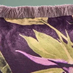 Coussin à franges Strelitzia & oiseau