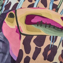 Coussin à franges Toucan et Monstera