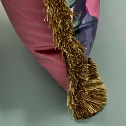 Coussin à franges Toucan et Monstera
