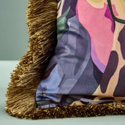 Coussin à franges Toucan et Monstera