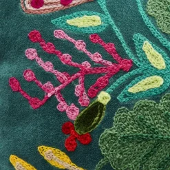Coussin Emma, vert avec motif floral coloré