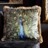 Coussin en velours paon Peacock, vert-or