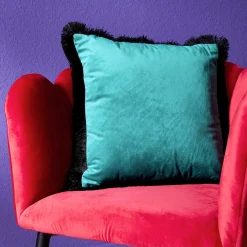 Coussin en velours Velvet Cushion, turquoise-noir