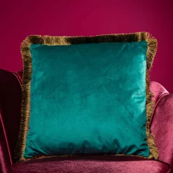 Coussin en velours Velvet Cushion, turquoise, polyester, 45x45 cm