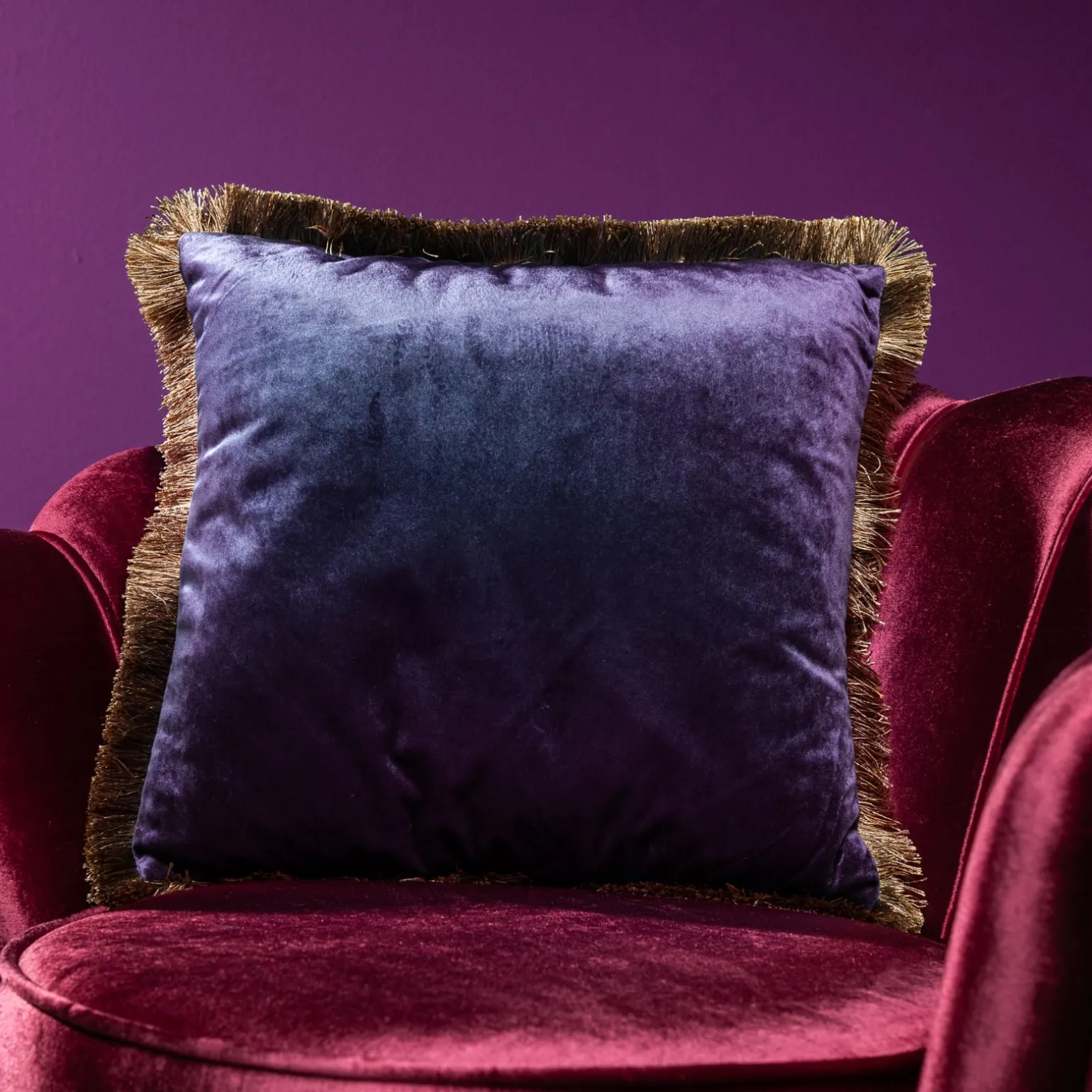 Coussin en velours Velvet Cushion, bleu, polyester, 45x45 cm
