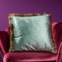 Coussin en velours Velvet Cushion, bleu menthe, polyester, 45x45 cm