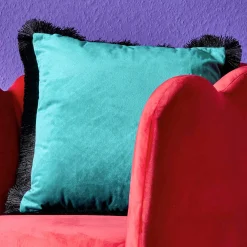 Coussin en velours Velvet Cushion, turquoise-noir