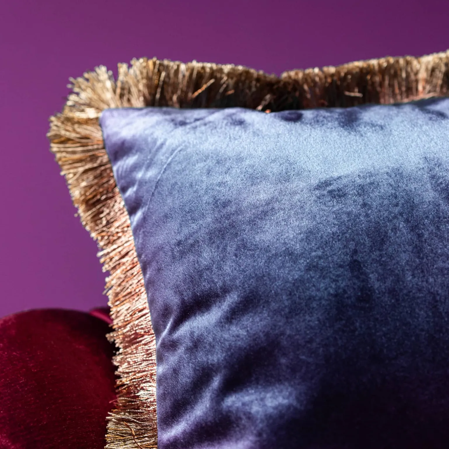 Coussin en velours Velvet Cushion, bleu, polyester, 45x45 cm