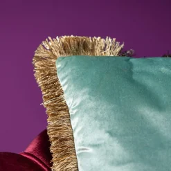 Coussin en velours Velvet Cushion, bleu menthe, polyester, 45x45 cm