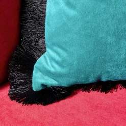 Coussin en velours Velvet Cushion, turquoise-noir
