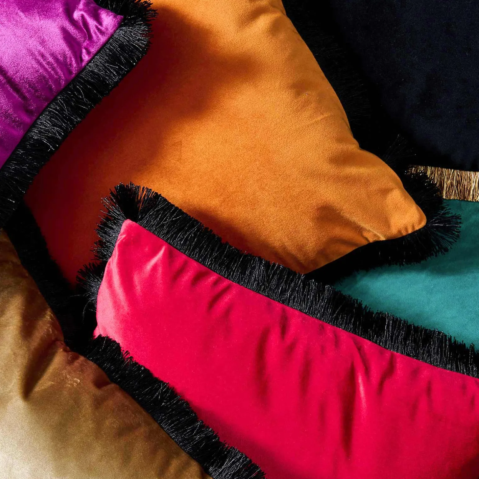 Coussin en velours Velvet Cushion, orange-noir