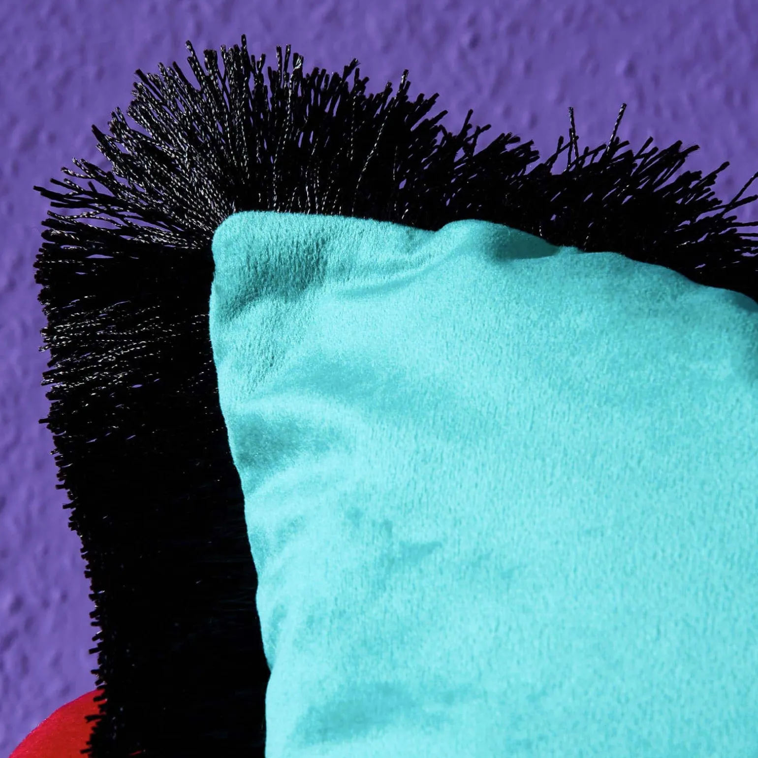 Coussin en velours Velvet Cushion, turquoise-noir