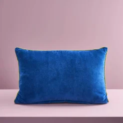 Coussin Frida, bleu avec motif floral coloré