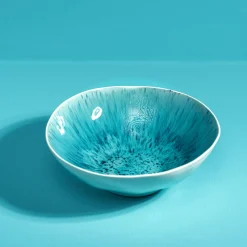 Ensemble de 6 assiettes creuses Aquamarine, blanc/turquoise