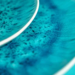 Ensemble de 6 assiettes plates Aquamarine, blanc-turquoise