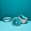 Ensemble de 6 bols Aquamarine, blanc/turquoise