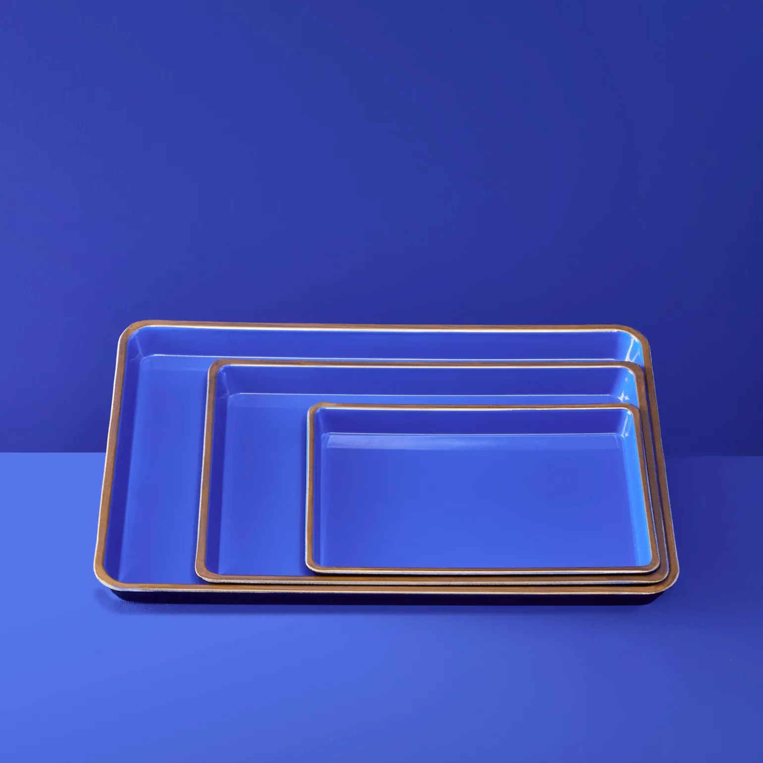 Ensemble de 3 plateaux, bleu