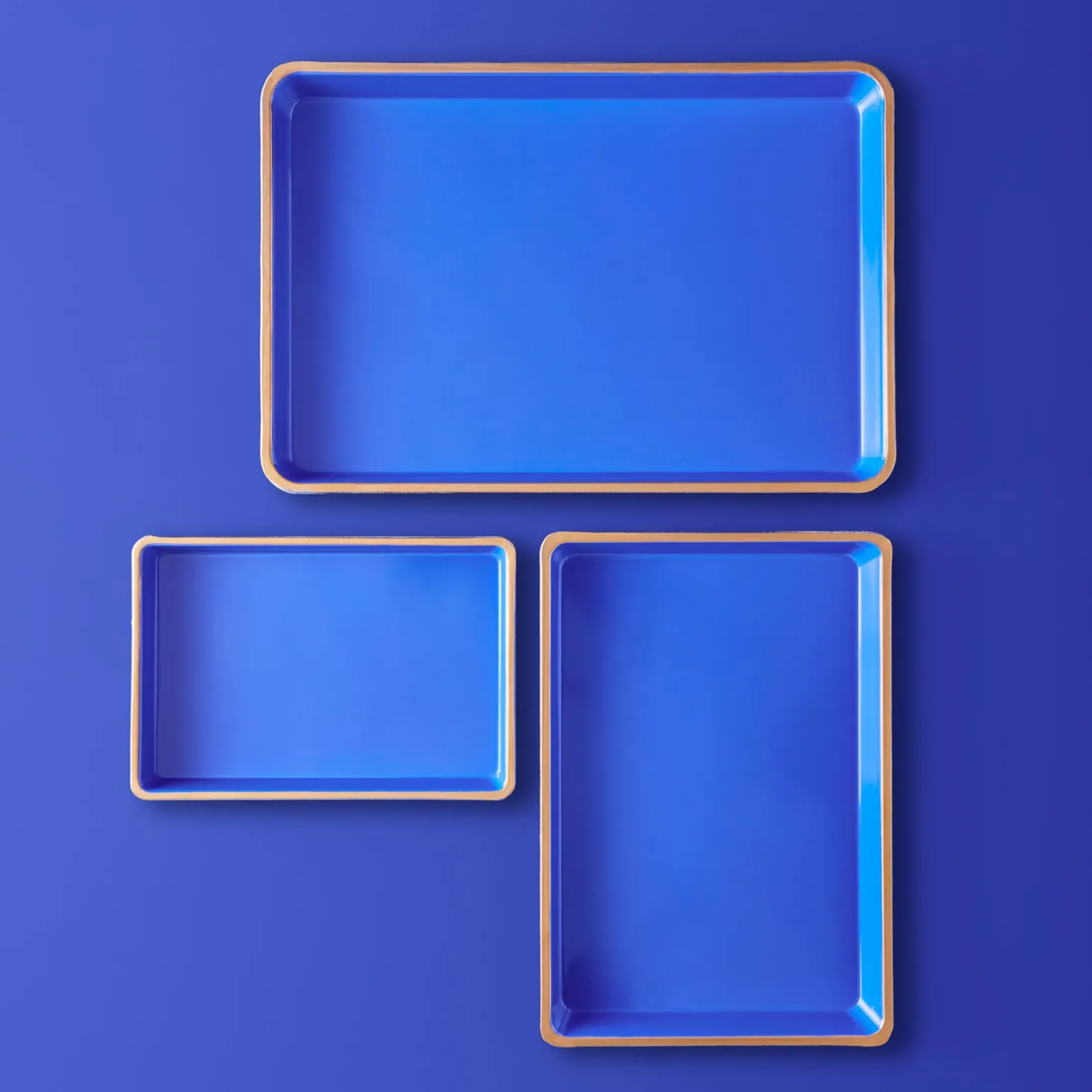 Ensemble de 3 plateaux, bleu