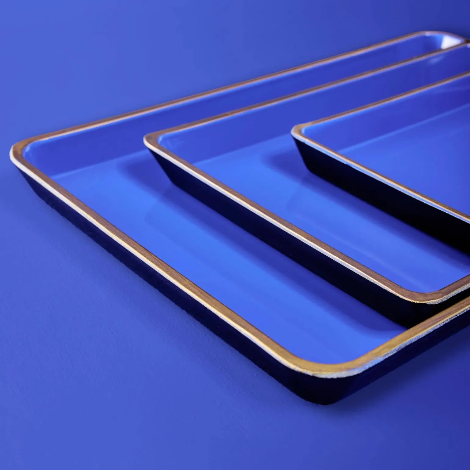 Ensemble de 3 plateaux, bleu