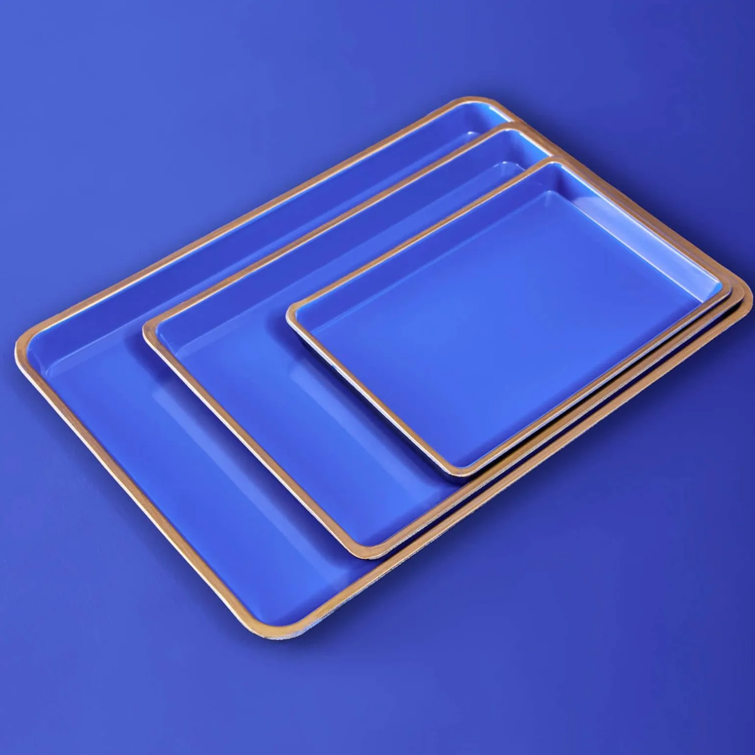 Ensemble de 3 plateaux, bleu