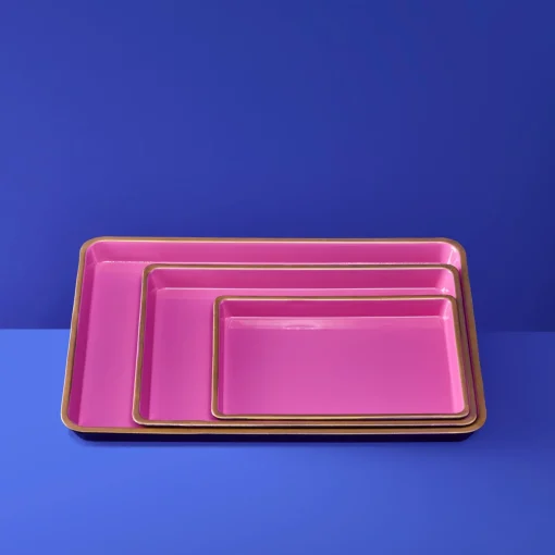 Ensemble de 3 plateaux, rose