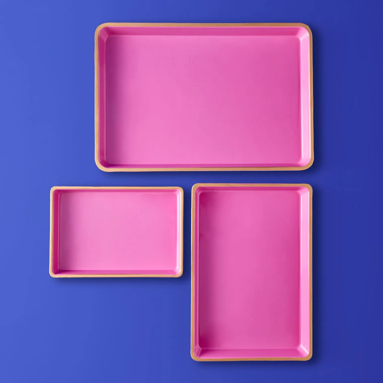 Ensemble de 3 plateaux, rose