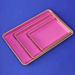 Ensemble de 3 plateaux, rose