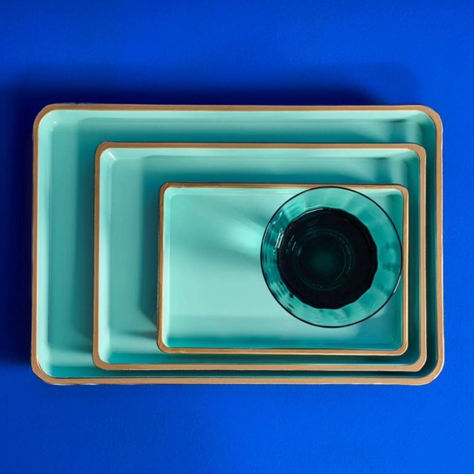 Ensemble de 3 plateaux, turquoise