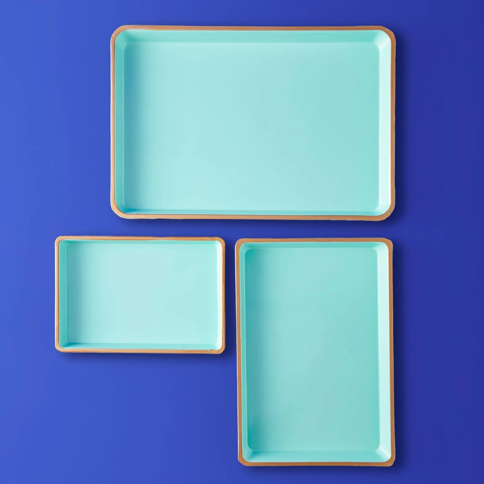 Ensemble de 3 plateaux, turquoise