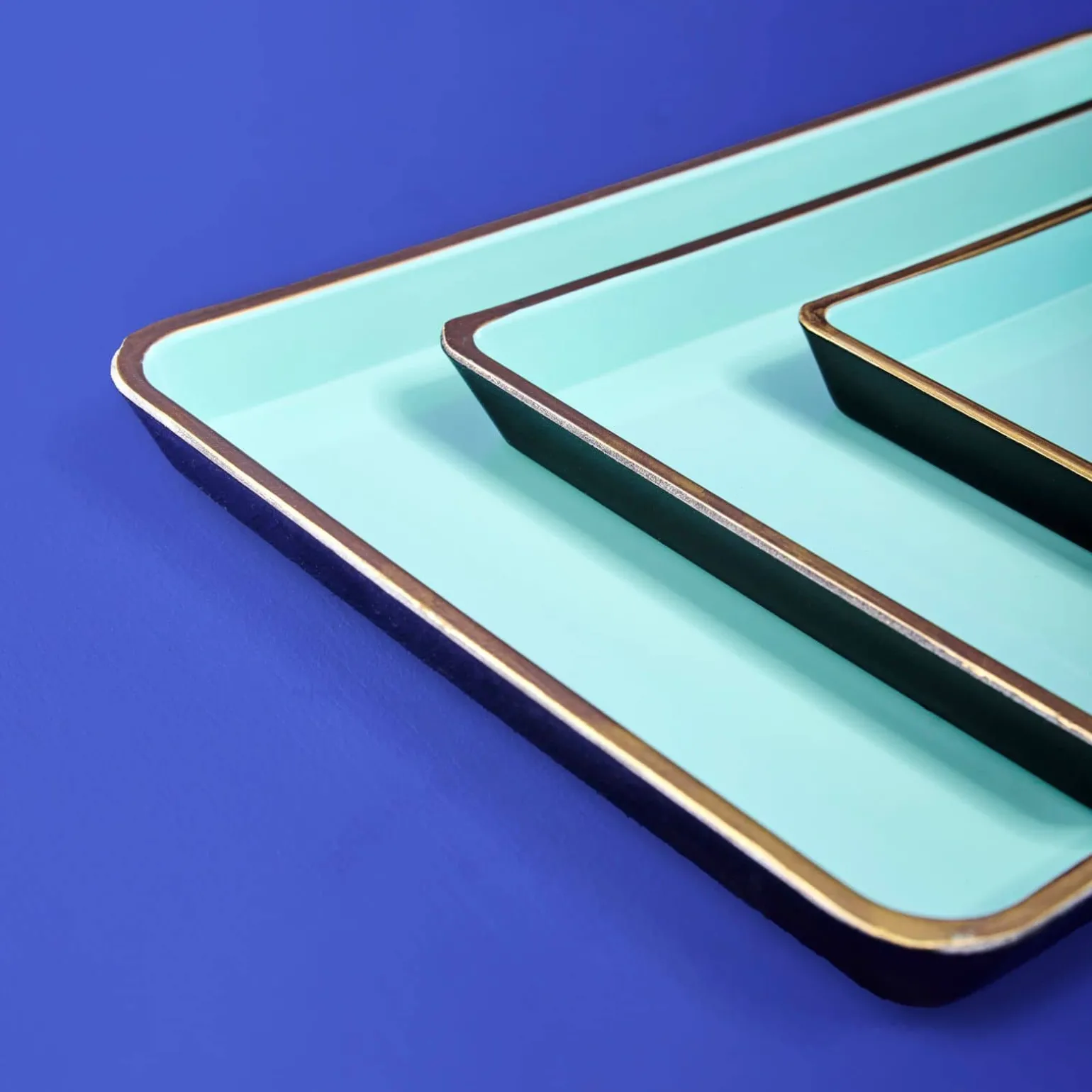 Ensemble de 3 plateaux, turquoise