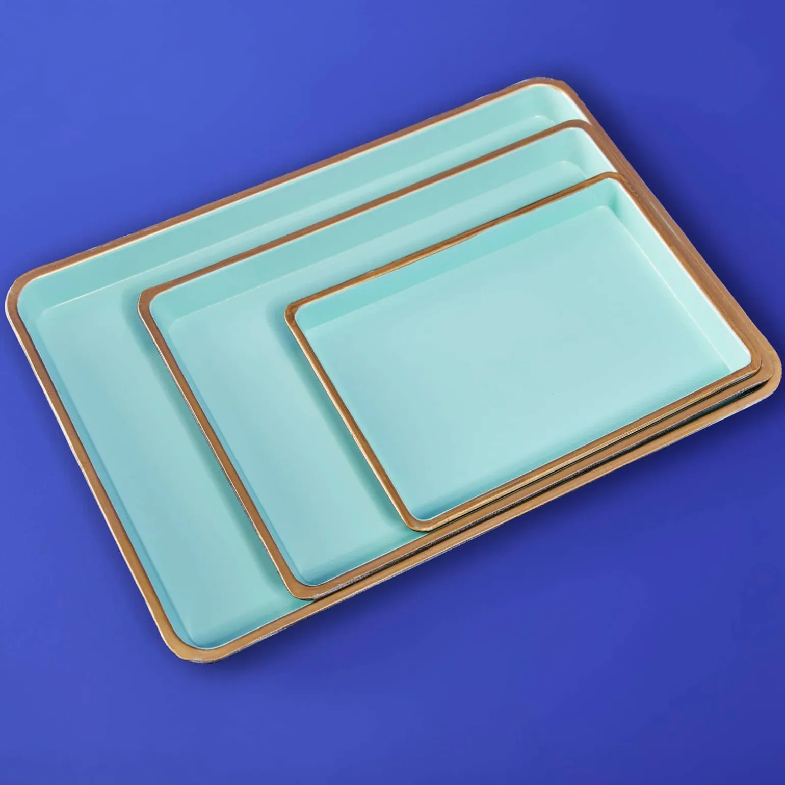 Ensemble de 3 plateaux, turquoise