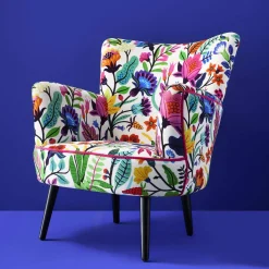 Fauteuil en Velours avec Motif Floral Adventure, Multicolore