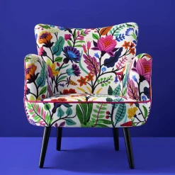 Fauteuil en Velours avec Motif Floral Adventure, Multicolore