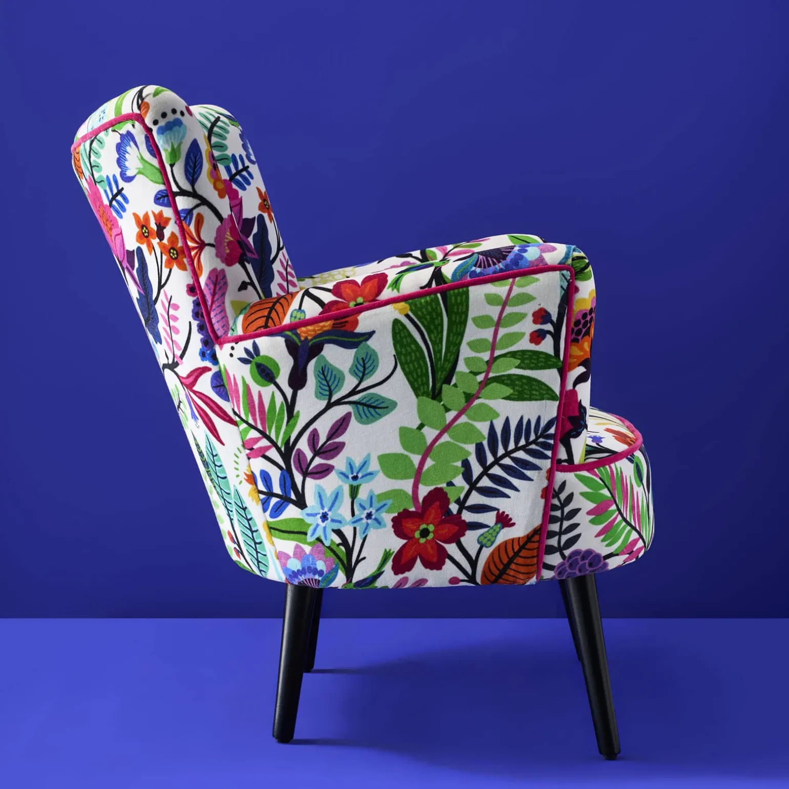 Fauteuil en Velours avec Motif Floral Adventure, Multicolore
