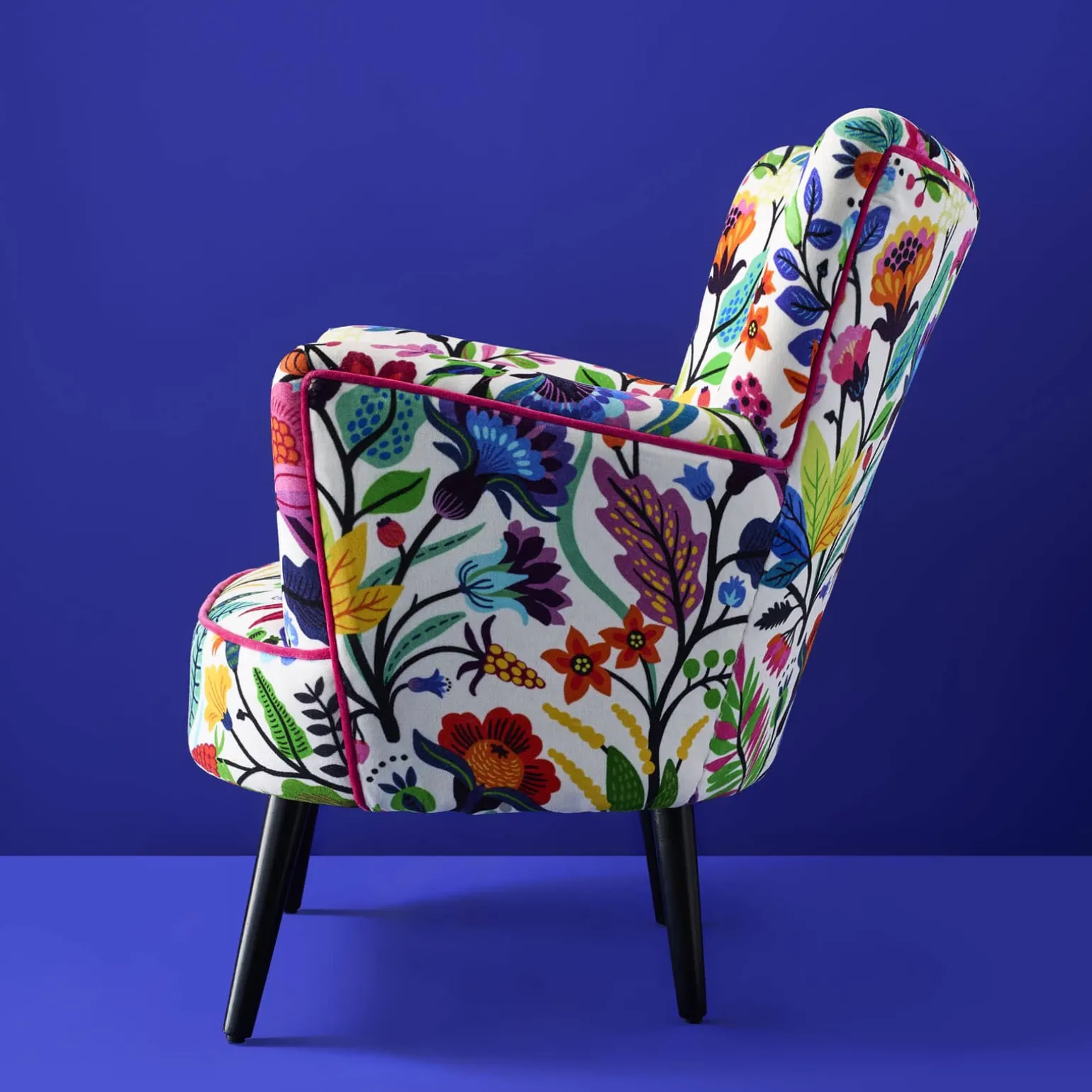 Fauteuil en Velours avec Motif Floral Adventure, Multicolore