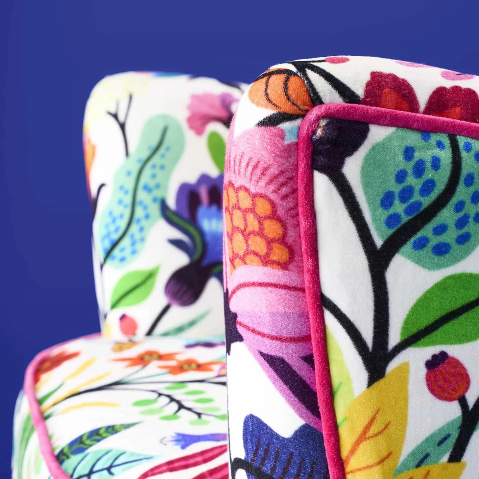 Fauteuil en Velours avec Motif Floral Adventure, Multicolore
