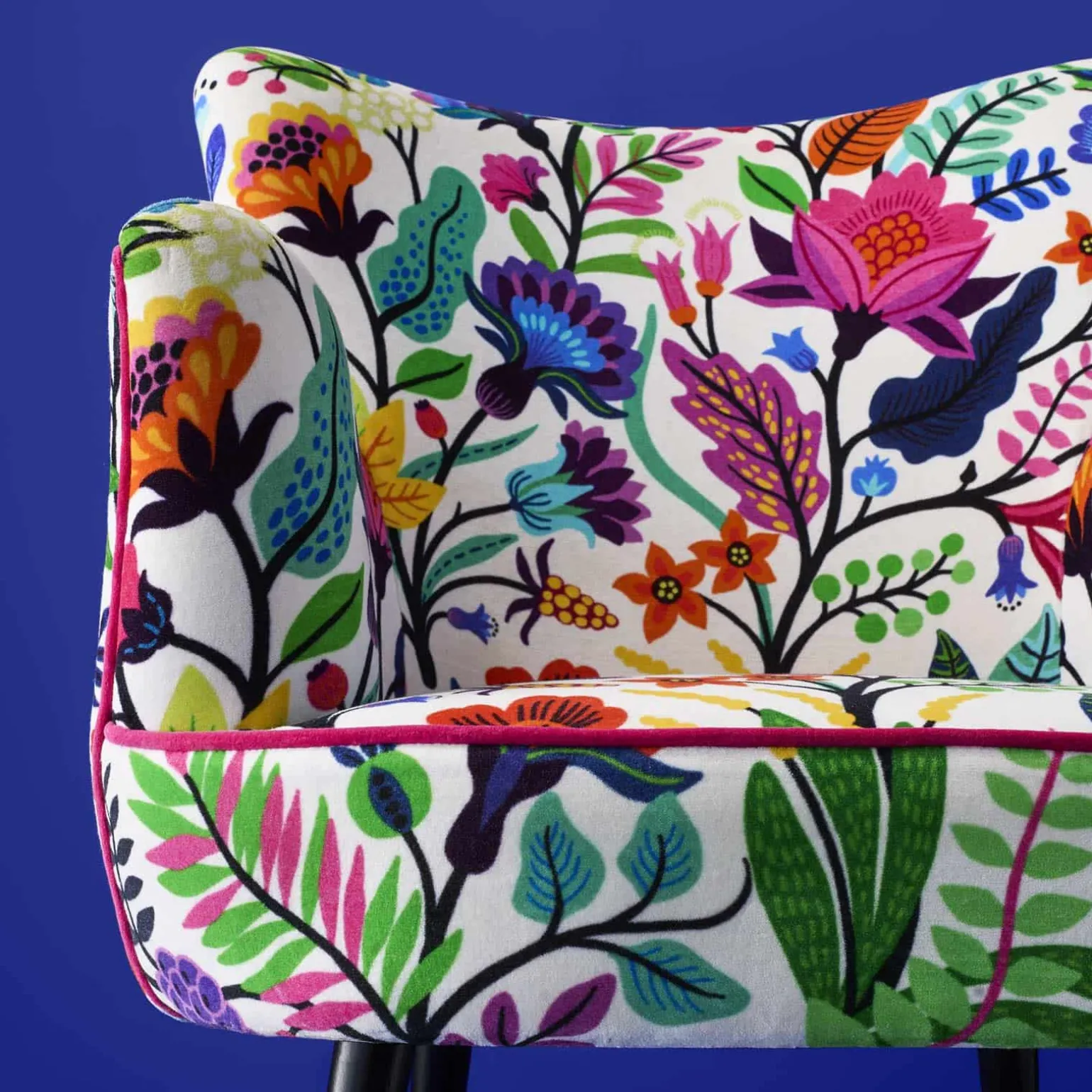 Fauteuil en Velours avec Motif Floral Adventure, Multicolore