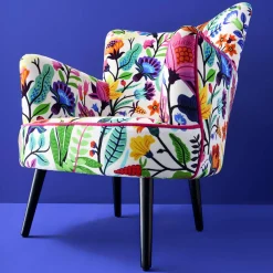 Fauteuil en Velours avec Motif Floral Adventure, Multicolore