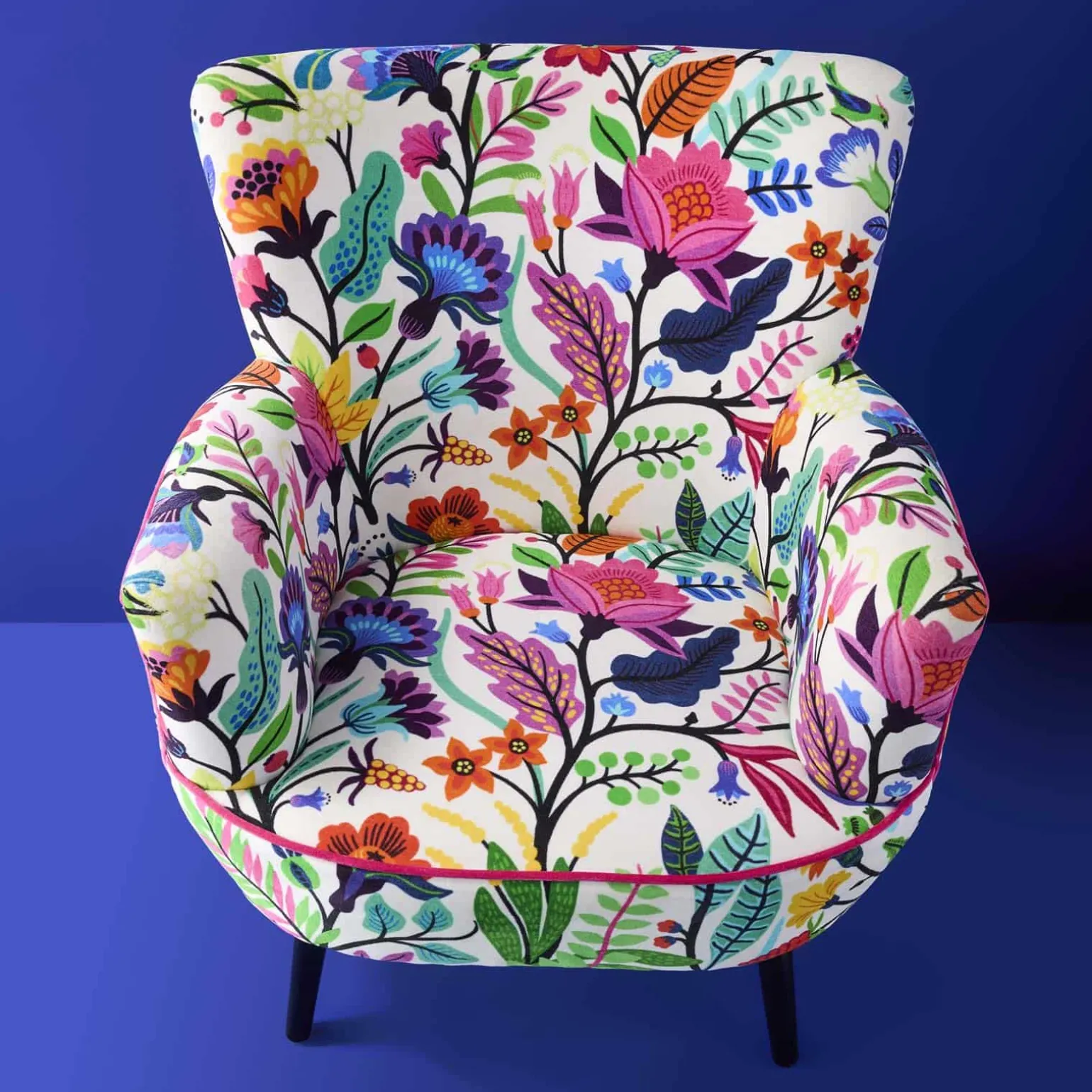 Fauteuil en Velours avec Motif Floral Adventure, Multicolore