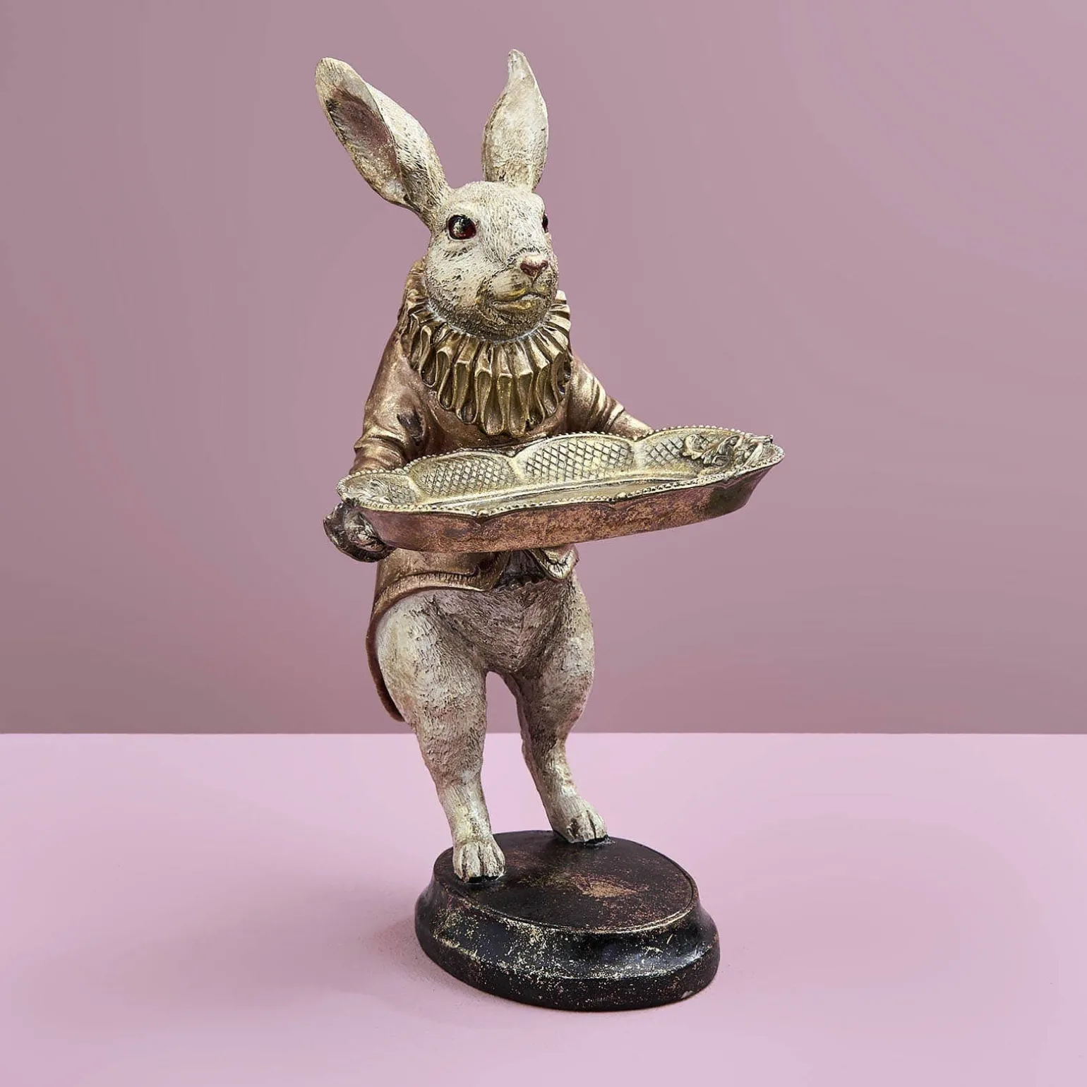 Figurine déco / porte-carte lapin lapin, polyrésine, 17x14,5x28 cm