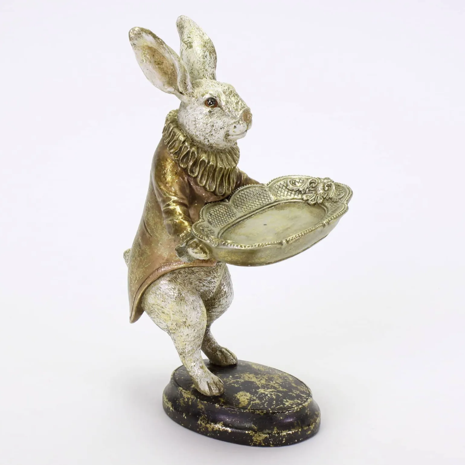 Figurine déco / porte-carte lapin lapin, polyrésine, 17x14,5x28 cm