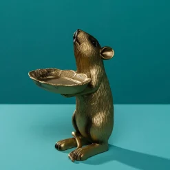 Figurine décorative rat Rudi Ratte, or