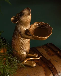 Figurine décorative rat Rudi Ratte, or