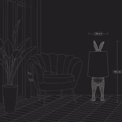 Lampadaire lapin Hidind Rabbit, argent/noir