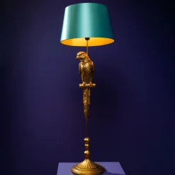 Lampadaire perroquet Tammy, or/turquoise