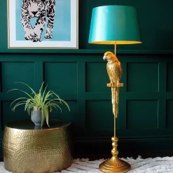 Lampadaire perroquet Tammy, or/turquoise