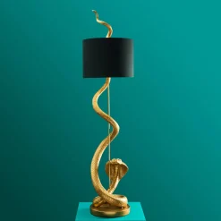 Lampadaire serpent / cobra Kaara, or/noir