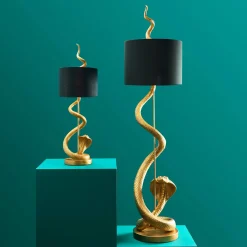 Lampadaire serpent / cobra Kaara, or/noir